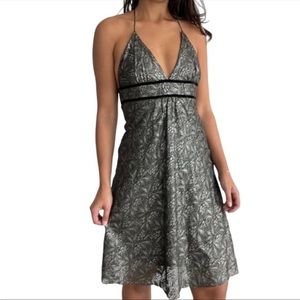 DVF Metallic Silver Lace Westina Dress Silk Velvet Romantic Sexy Date Night